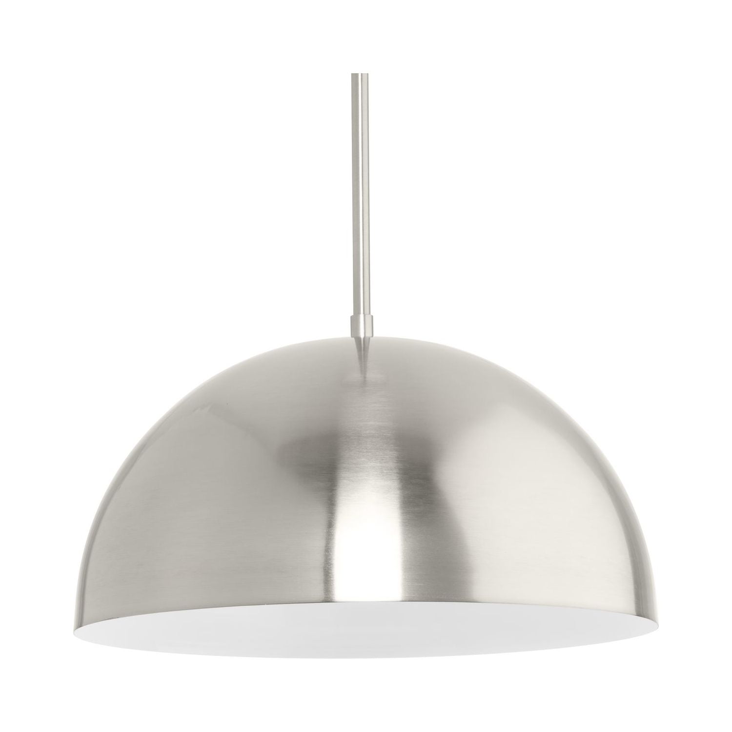 Brushed Nickel Dome Pendant Light with White Interior