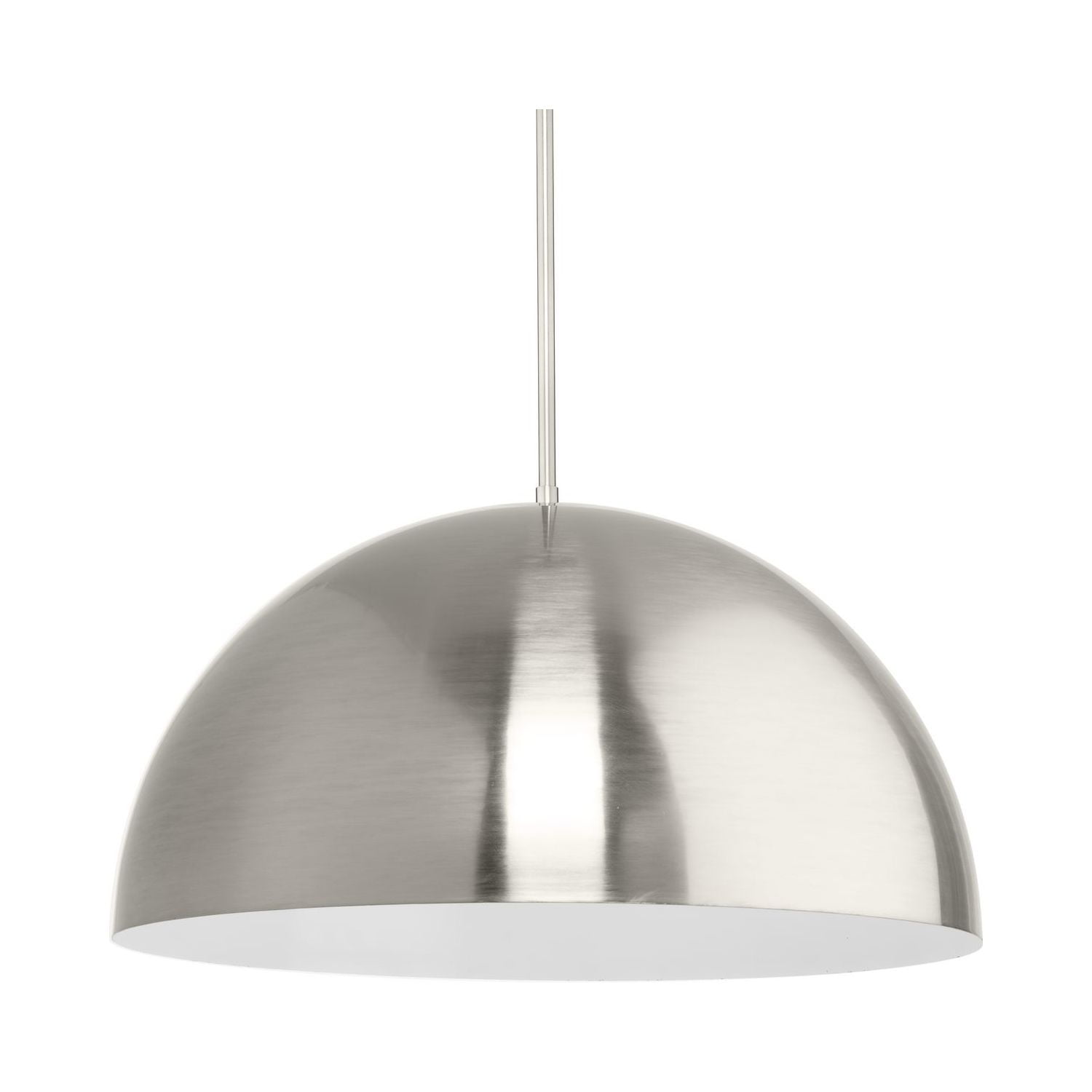 Elegant Brushed Nickel Pendant with White Dome Shade, 23.62"