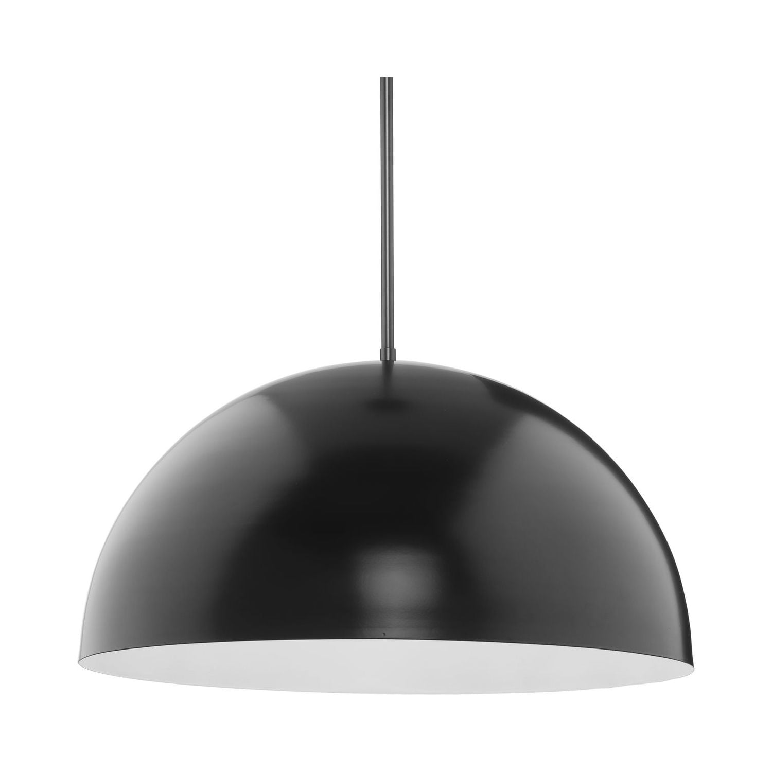 Matte Black and Nickel Glass Bowl Pendant Light