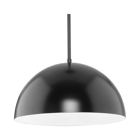 Perimeter Collection One-Light Matte Black Mid-Century Modern Pendant with metal Shade