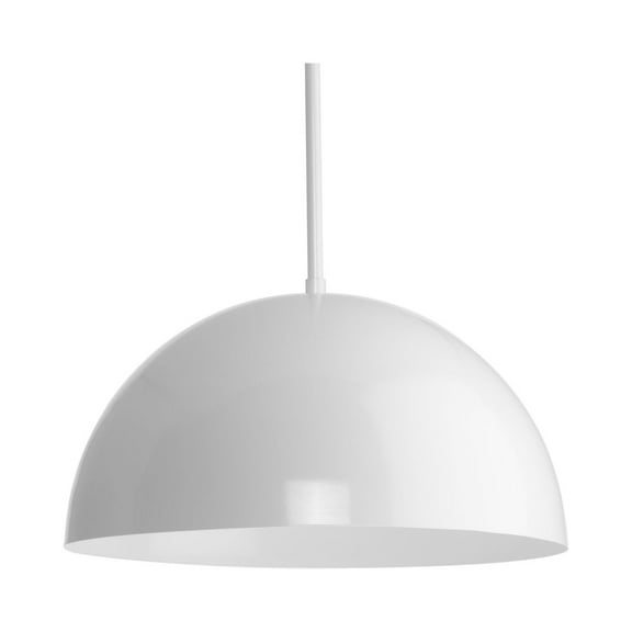 Perimeter Collection One-Light White Mid-Century Modern Pendant with metal Shade