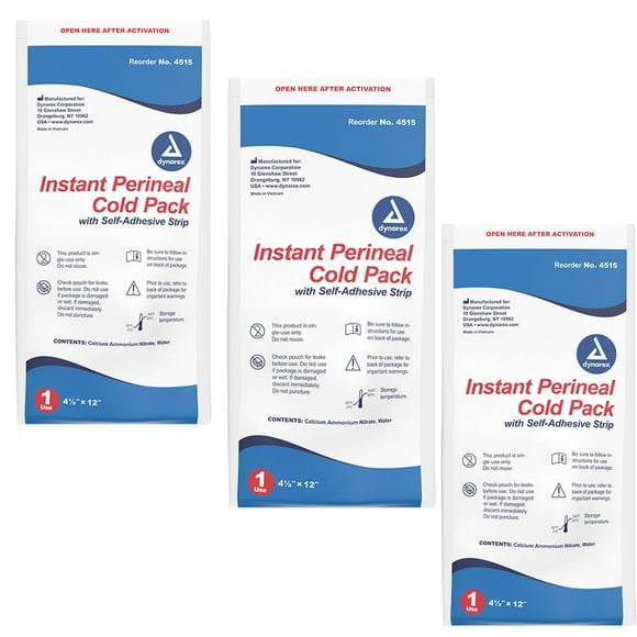 Perineal OB Instant Cold Pack w/ Self Adhesive Strip, 4.5 inch x 12 inch. 3 PACK