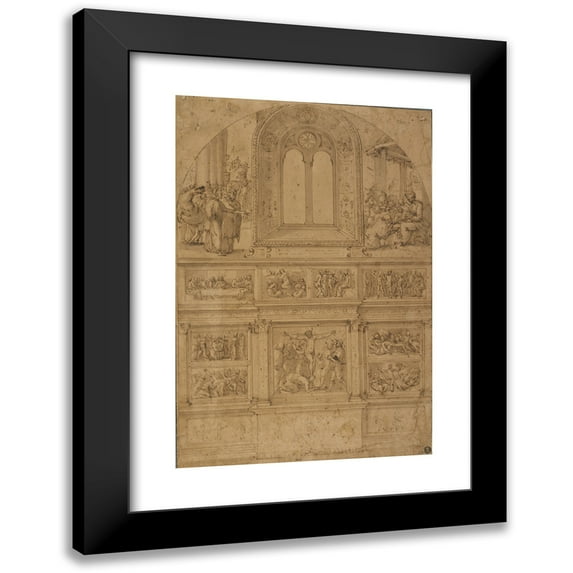 Perino Del Vaga 11x14 Black Modern Framed Museum Art Print Titled - Project for a Wall Decoration (1522)