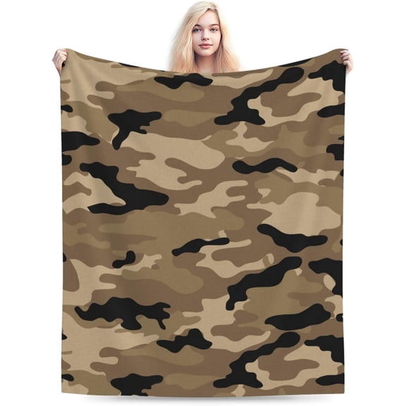 Perinsto Camouflage Military Throw Blanket Ultra Soft Warm All Season Camo Decorative Flannel Blankets for Bed Chair Car Sofa Couch Bedroom 60x50 Inch