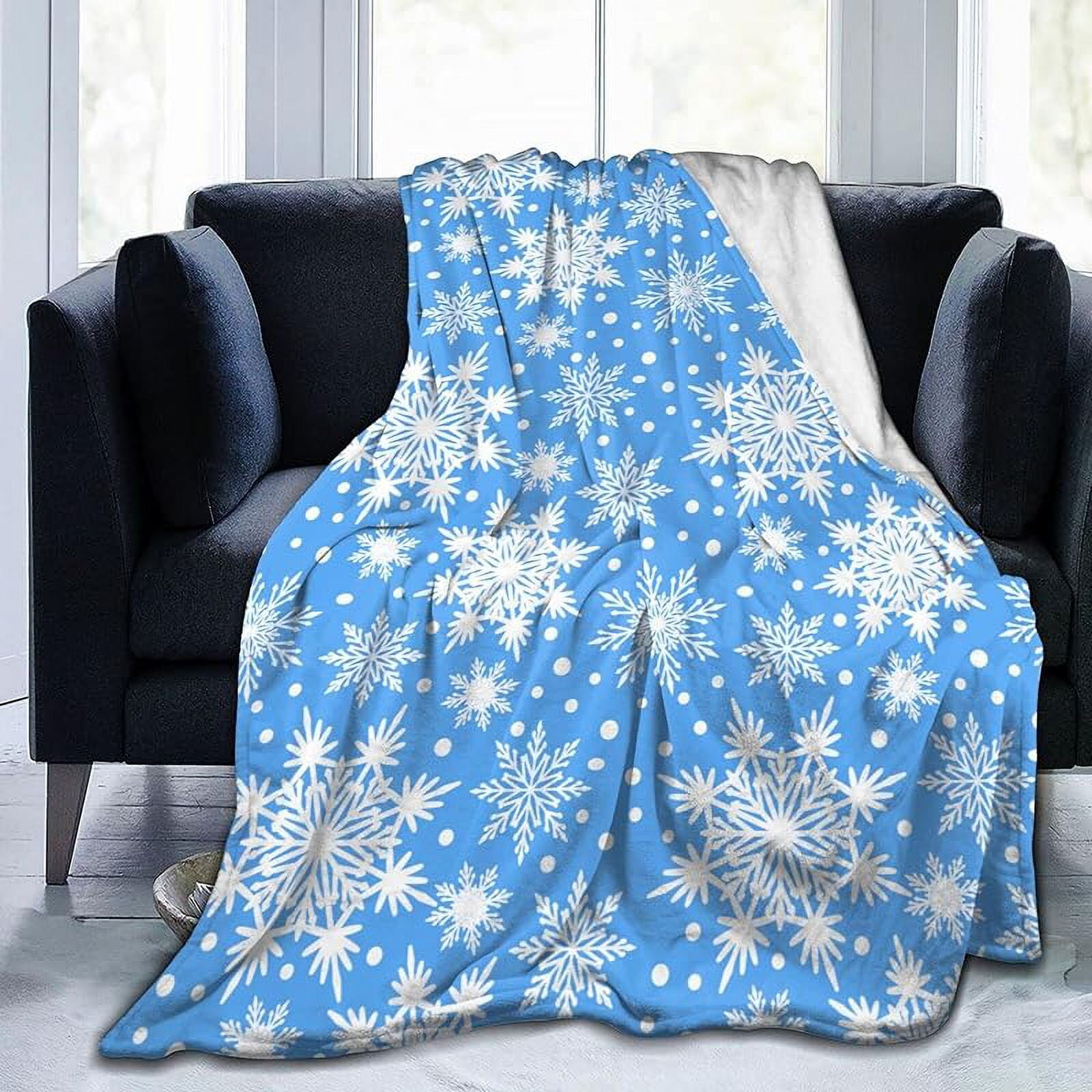 Perinsto Winter Snowflakes Black Throw Blanket Ultra Soft Warm All