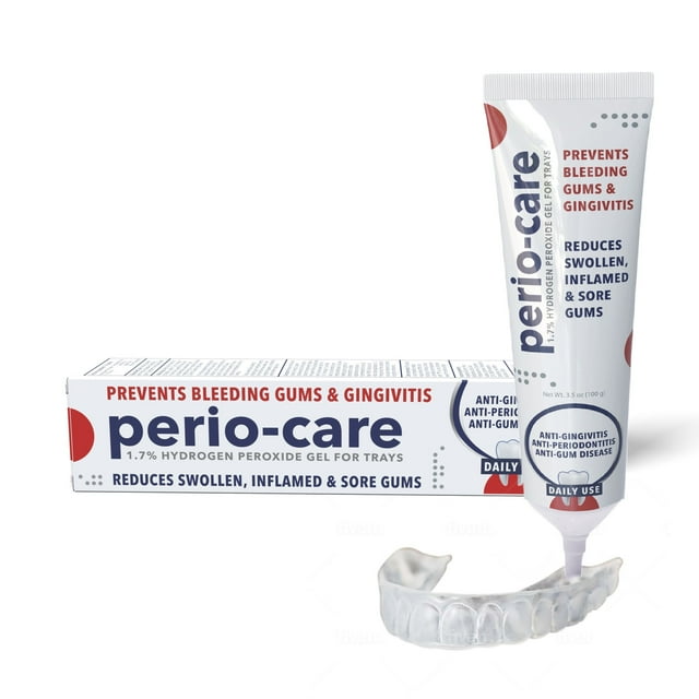 Perio Care Dental Gel (1.7 Hydrogen Peroxide) + 2 Trays, Medicated Oral Treatment, Antiseptic