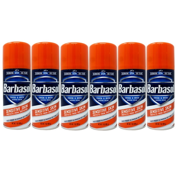 Barbasol Sensitive Skin Thick & Rich Shaving Cream, 7 Ounces, - 6 Pack