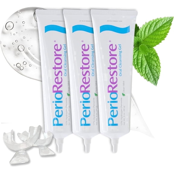 PerioRestore Gel, Mint Flavor, 3 oz Tube, 3-Pack with Trays