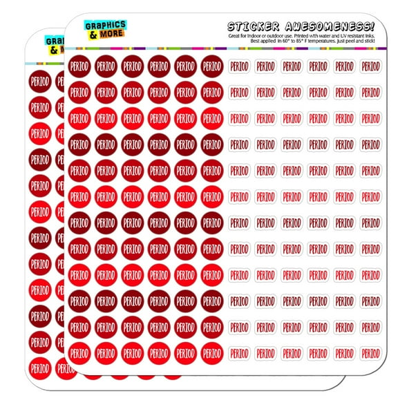 Period Dots Planner Calendar Scrapbooking Crafting Stickers - Red - Opaque