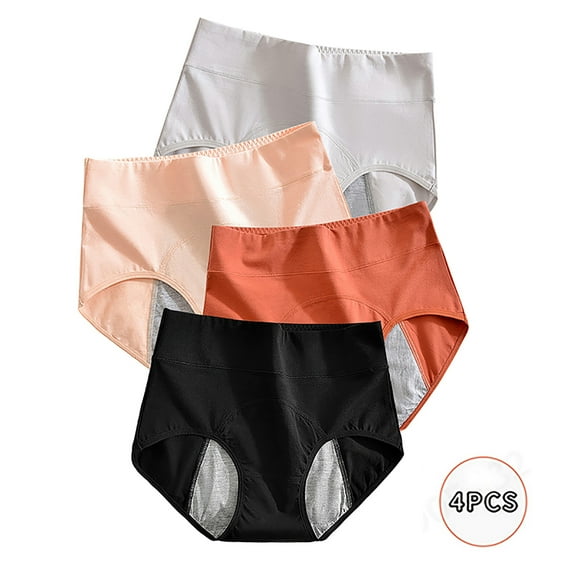 Period Panties for Women Tbopshirt Womens Briefs,4pcs Menstrual Leak ProofMenstrual CottonHigh Waist Physiological Panties Briefs,Hipsters Period Underwear