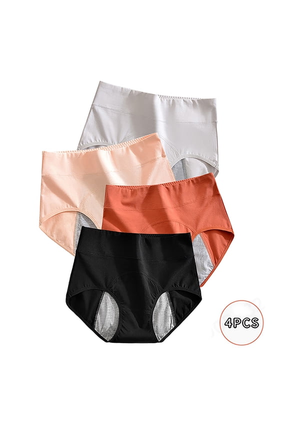 Period Panties for Women Tbopshirt Womens Briefs,4pcs Menstrual Leak ProofMenstrual CottonHigh Waist Physiological Panties Briefs,Hipsters Period Underwear