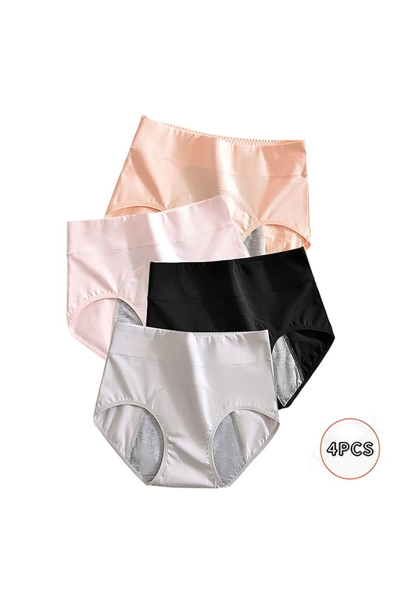Period Panties for Women Tbopshirt Womens Briefs,4pcs Menstrual Leak ProofMenstrual CottonHigh Waist Physiological Panties Briefs,Hipsters Period Underwear