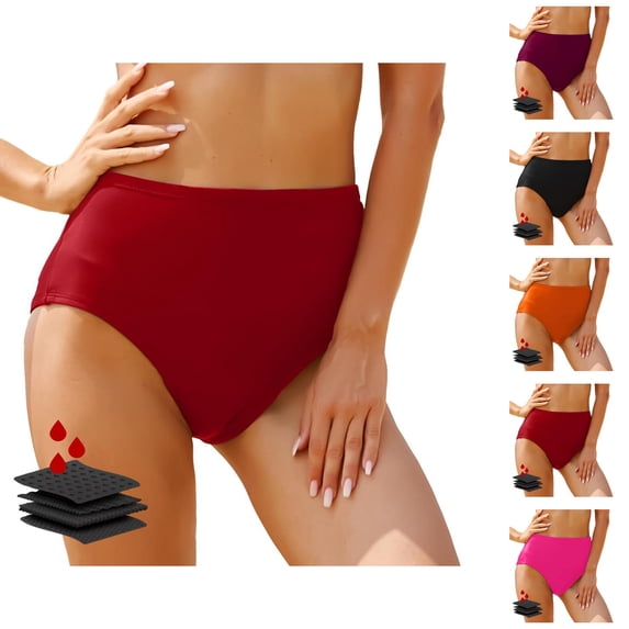 Period Swimwear for Women High Waisted Leakproof Menstrual Swimsuit Bikini Bottoms Swim Bottom