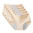 thumbnail image 1 of Period Underwear For Women Menstrual Panties Cotton Postpartum Easy Clean Teens Brief 4 Layer Leakproof Beige*5pcs M, 1 of 7