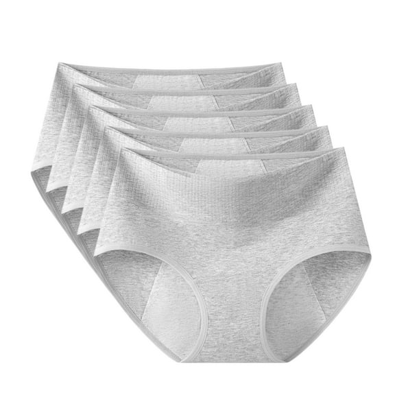 Period Underwear For Women Menstrual Panties Cotton Postpartum Easy Clean Teens Brief 4 Layer Leakproof Dark Gray*5pcs L