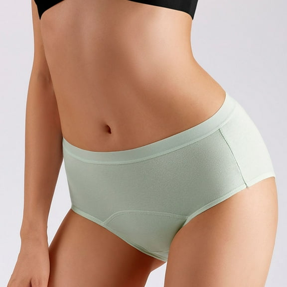 Period Underwear for Women Casual Mid Rise Menstrual Leakproof Panties Ladies Basic Solid Comfort Stretchy Full-Coverage Briefs