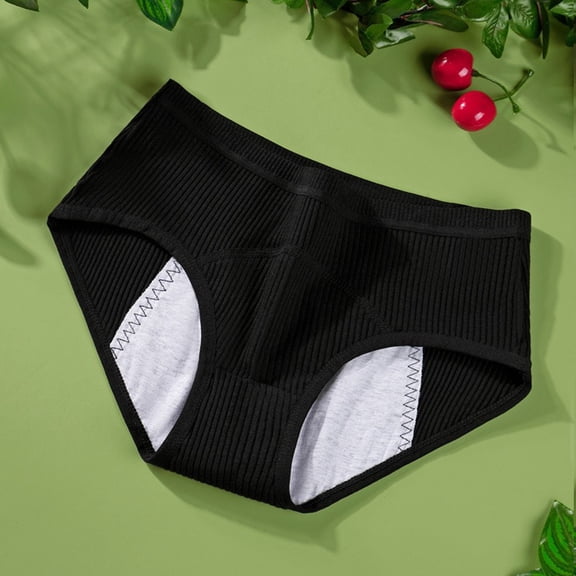 Period Underwear for Women Easy Clean Teens Brief (Black M)
