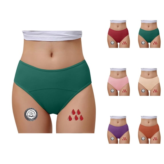 Period Underwear for Women Plus Size Mid Rise Heavy Flow Leak Proof Menstrual Panties Briefs