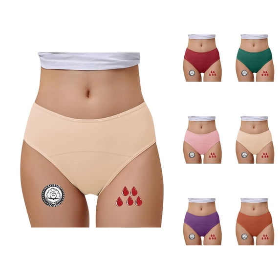 Period Underwear for Women Plus Size Mid Rise Heavy Flow Leak Proof Menstrual Panties Briefs