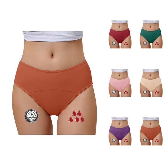 Period Underwear for Women Plus Size Mid Rise Heavy Flow Leak Proof Menstrual Panties Briefs