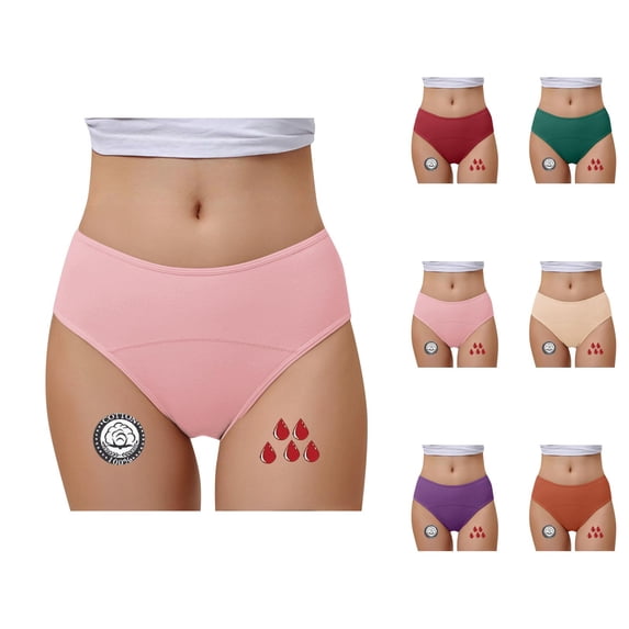 Period Underwear for Women Plus Size Mid Rise Heavy Flow Leak Proof Menstrual Panties Briefs