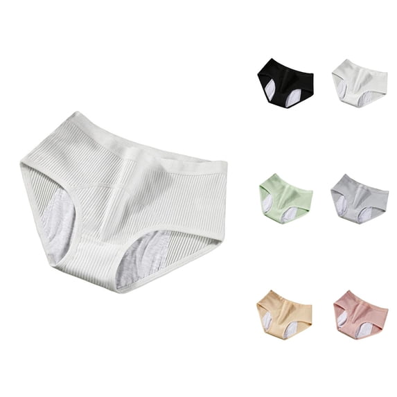 Period Underwear for Women Soft Stretch Ribbed Mid Rise Breathable Leak Proof Menstrual Panties Briefs