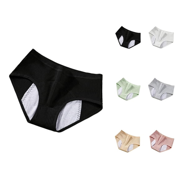 Period Underwear for Women Soft Stretch Ribbed Mid Rise Breathable Leak Proof Menstrual Panties Briefs