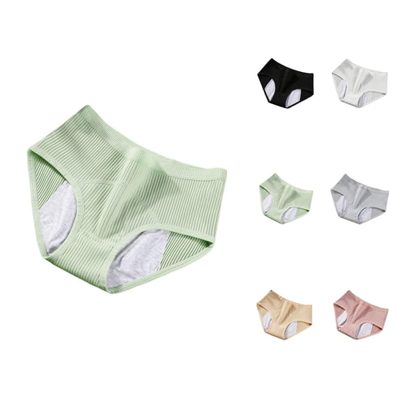Period Underwear for Women Soft Stretch Ribbed Mid Rise Breathable Leak Proof Menstrual Panties Briefs