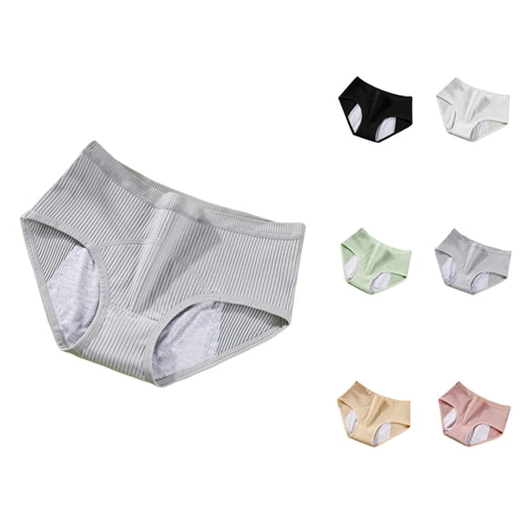 Period Underwear for Women Soft Stretch Ribbed Mid Rise Breathable Leak Proof Menstrual Panties Briefs