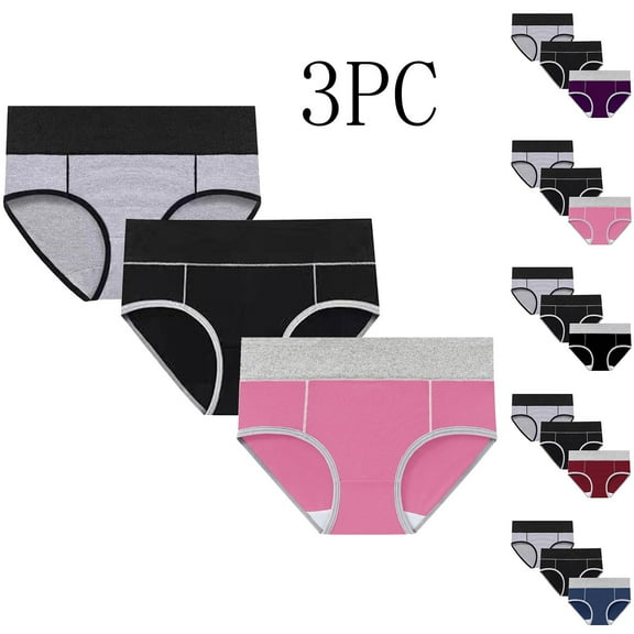 Period Underwear for Women, Xunlbb 3PC Women's Large Solid Color Menstrual High Waist Pants With Hip Lifting Underwear 3PK