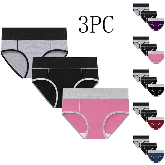 Period Underwear for Women, Xunlbb 3PC Women's Large Solid Color Menstrual High Waist Pants With Hip Lifting Underwear 3PK