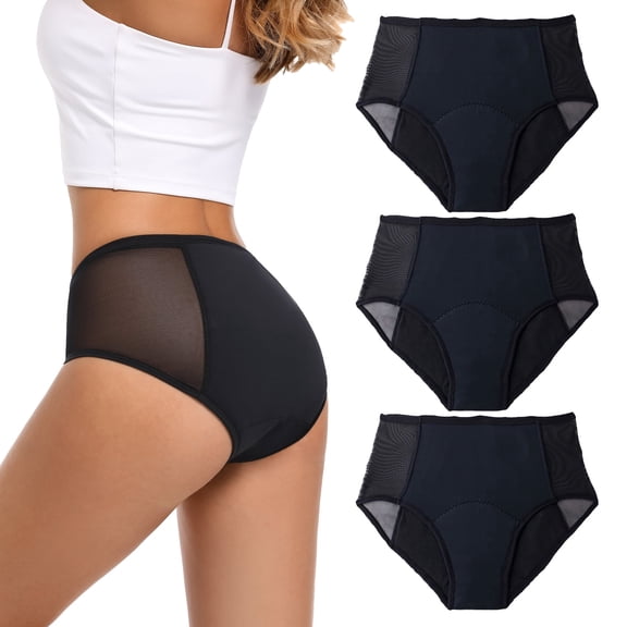 Unbranded Women Briefs Period Underwear, Regular Absorbency, Black, M