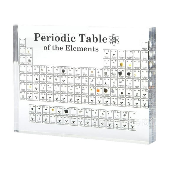 Periodic Table with 83 Real Elements Inside, Acrylic Periodic Table of Chemical Elements, Periodic Table Display with Elements for Science Lovers, 1 Pcs, 5.8x4.5x0.39"