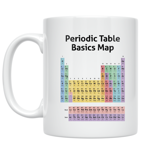 Periodic Table Basics Map - Chemistry Enthusiast - 11 oz Ceramic Coffee Mug