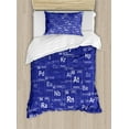 thumbnail image 1 of Periodic Table Duvet Cover Set, Chemistry Elements in Abstract Style Science Room Backdrop, Decorative 2 Piece Bedding Set with 1 Pillow Shams, Twin Size, Royal Blue and White, by Ambesonne, 1 of 3