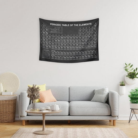Periodic Table of The Ele-ment Tapestry,Black Chalkboard Style Periodic Table Wall Tapestry,Periodic Table Poster Wall Hanging for Study Room Science Lab Chemistry Classroom Bedroom 40x30in