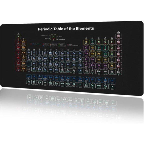Periodic Table of The Elements Desk Mat Educational Desk Pad Mouse Pad Large Cute Gaming Mousepad XXL Laptop Keyboard Desktop Writing Pad for Girls Students 31.5"X15.7"