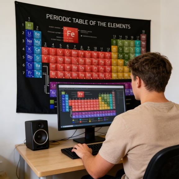 Periodic Table of Elements Educational Tapestry, Chemistry Science Chart Tapestry, Multi-Scene Decoration for Classroom Bedroom Living Room Dorm Office C