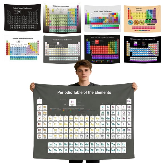 Periodic Table of Elements Educational Tapestry, Chemistry Science Chart Tapestry, Multi-Scene Decoration for Classroom Bedroom Living Room Dorm Office A