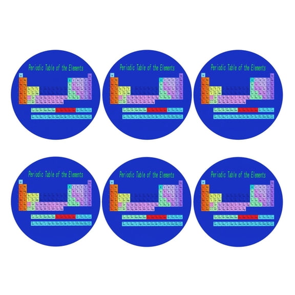 Periodic Table Elements Leather Coasters for Drinks Perfect for Living Room, Kitchen, or Outdoor Use Set of 6 Round Shape