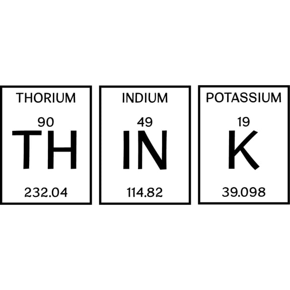 Periodic Table of Elements Wall Art Vinyl Decal - 'THINK' Word Lettering - 13" x 32" Inspirational Wall Art Decor - Scientfic Educational Sticker Decals