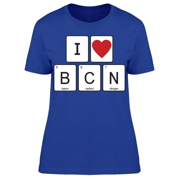 Periodic Table I Love Bcn T-Shirt Women -Image by Shutterstock, Female 3X-Large