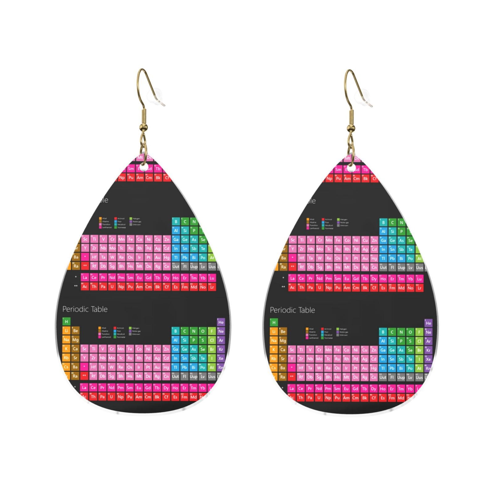 Periodic Table Of Elements Chemistry Acrylic Teardrop Ear Rings For ...