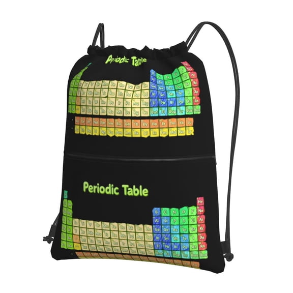 Periodic Table Of Elements Chemistry Drawstring Backpack Water Resistant String Bag Sports Sackpack Gym Sack For Men Women