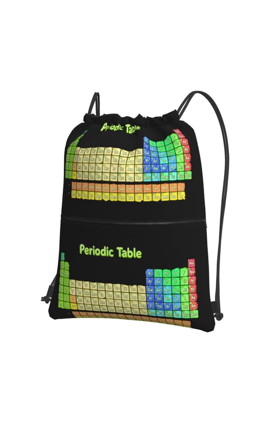 Periodic Table Of Elements Chemistry Drawstring Backpack Water Resistant String Bag Sports Sackpack Gym Sack For Men Women