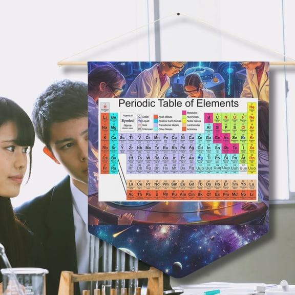 Periodic Table Of Elements, Poster with hangers, Periodic Table Poster | Science Decor for Chemists (White, 16″×16″)