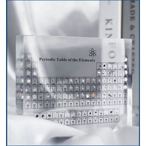 Periodic Table with Real Factors Inside, 5.9 x 4.5" Transparent Acrylic Periodic Table with 83 Real Factors, Samples Decoration Teaching Tool Present for Teacher, Science Lovers