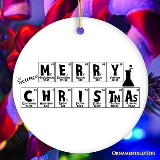 Funny Chemistry Science Doodle Christmas Ornaments – Hand-Drawn Ceramic Xmas Tree Decor (Set Of Hanging Decorations)