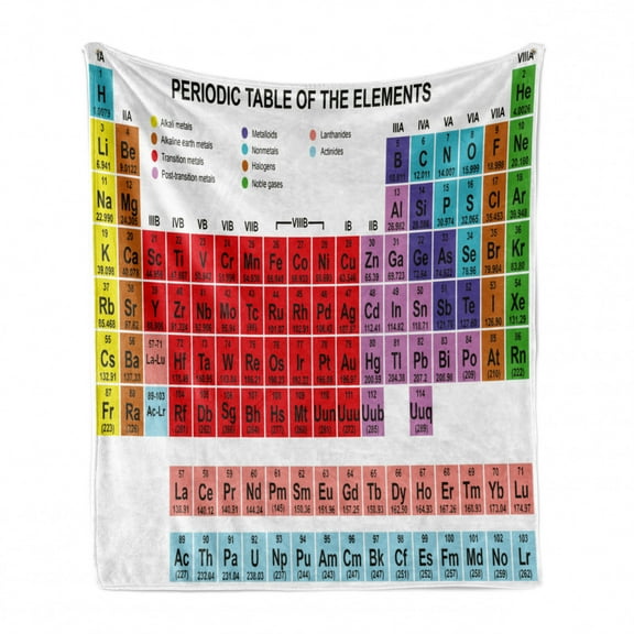 Periodic Table Soft Flannel Fleece Blanket, Kids Children Educational Science Chemistry for School Students Teachers Art, Cozy Plush for Indoor and Outdoor Use, 50" x 60", Multicolor, by Ambesonne