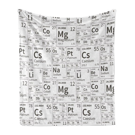 Periodic Table Soft Flannel Fleece Throw Blanket, School Life Smart Kids Inspired Chemisty with Elements in Squares Print, Cozy Plush for Indoor and Outdoor Use, 50" x 70", Army Green, by Ambesonne